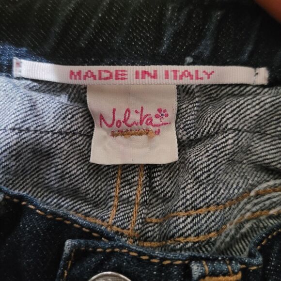 Nolita Size 4 Girls Mini Denim Skirt with Aqua Ruffle And Stitched Graphic - Picture 4 of 6